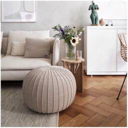 Chunky Knit Beige Throw Pillow Cover Scandinavian Decor - Cover Only - thumbnail 4