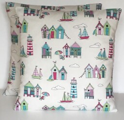 Beach Hut Cushion Covers - Set Of 2 Nautical Print, 16 - thumbnail 1