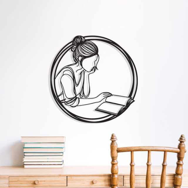 Woman Reading Metal Wall Art, Minimalist Library Decor, Unique Birthday Gift - image 1