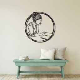 Woman Reading Metal Wall Art, Minimalist Library Decor, Unique Birthday Gift - thumbnail 2