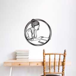 Woman Reading Metal Wall Art, Minimalist Library Decor, Unique Birthday Gift - thumbnail 3