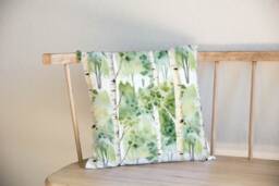 Pale Green Birch Tree Cushion Cover Woodland Watercolour Home Decor Green Pillow - thumbnail 1