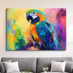 Parrot Abstract Oil Painting Framed Print & Canvas Large Sizes Wall Art Poster Animal Home Decor Interior Gift Idea - thumbnail 1
