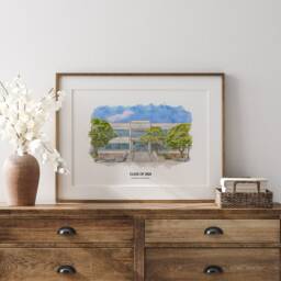 School Graduation Print, Kids To Teacher Gifts, Custom Painting, College Drawing, Campus Personalized Gift, 1st Unique Gift - thumbnail 3