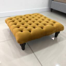 90 cm X Chesterfield Upholstered Footstool - Coffee Table Available in Various Colors & Fabrics - thumbnail 2