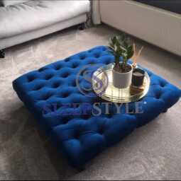 90 cm X Chesterfield Upholstered Footstool - Coffee Table Available in Various Colors & Fabrics - thumbnail 1