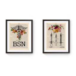 Nurse Bsn Illustration, Caduceus Medical Symbol Vintage Book Print Graduation Gift, Nursing School, Pinning Ceremony 160 - thumbnail 2