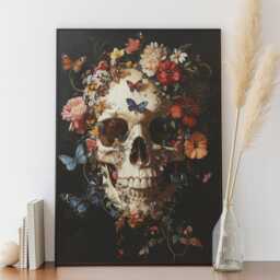 Floral Skull Wall Art - Butterfly Decor - thumbnail 3