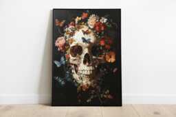 Floral Skull Wall Art - Butterfly Decor - thumbnail 1