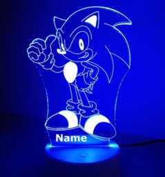 Personalised Sonic Night Light - Children's Kids Bedroom Led Birthday Gift Christmas - thumbnail 1