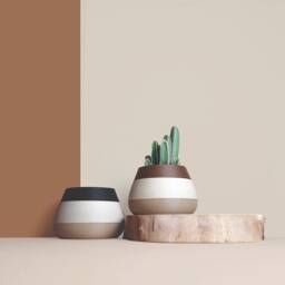 Large Wooden Indoor Plant Pots, Plant Holders Gift For Lover, Apartment Decoration Idea, Geometric Design, Minimalist & Modern Home - thumbnail 2