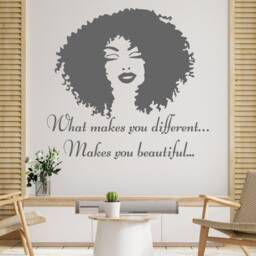 African Woman Wall Decal Beauty Salon Decor, Inspirational Quote Hs162 - thumbnail 2