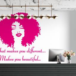 African Woman Wall Decal Beauty Salon Decor, Inspirational Quote Hs162 - thumbnail 3