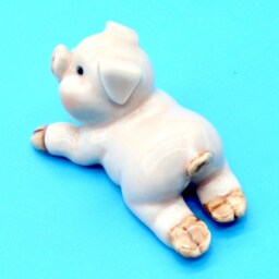 Miniature Ceramic Pig Pork Piglet Laying Animal Little Light Pink Figurine Small Statue Tiny Decoration Hand Painted Collectible Figure Deco - thumbnail 3