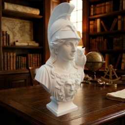 Athena Bust Statue - Greek Goddess Of Wisdom & War Dark Academia Desk Decor 3D Printed Marble Sculpture Mythology Gift Office Decor - thumbnail 3