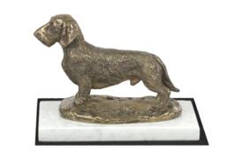 Dachshund, Dog White Marble Base Statue, Limited Edition, Artdog. Made Of Cold Cast Bronze. Perfect Gift. Limited Edition
