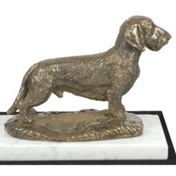 Dachshund, Dog White Marble Base Statue, Limited Edition, Artdog. Made Of Cold Cast Bronze. Perfect Gift. Limited Edition - thumbnail 2