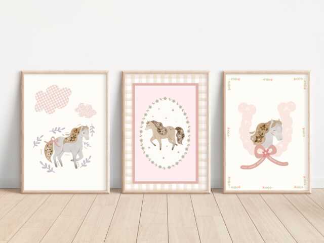 Set Of 3 Girls Pony & Horse Prints - Unframed - image 1