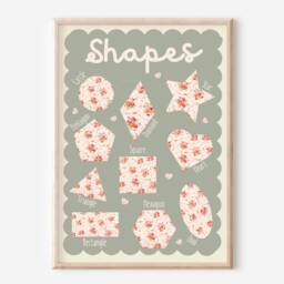 Numbers & Shapes Prints. Pretty Ditsy Flower, Girls Educational Prints - Prints Only - thumbnail 2