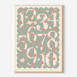 Numbers & Shapes Prints. Pretty Ditsy Flower, Girls Educational Prints - Prints Only - thumbnail 3