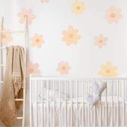 Big Pink & Orange Daisy Flowers Wall Decals, Plastic-Free Wall Stickers - thumbnail 3
