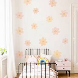 Big Pink & Orange Daisy Flowers Wall Decals, Plastic-Free Wall Stickers - thumbnail 2