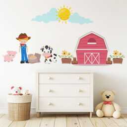 Farm Animal Wall Decals Nursery Stickers Farmyard Barn Peel & Stick Decor Baby Room - thumbnail 2