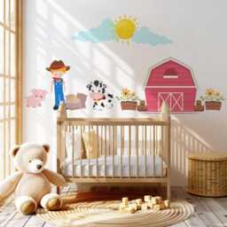 Farm Animal Wall Decals Nursery Stickers Farmyard Barn Peel & Stick Decor Baby Room - thumbnail 3