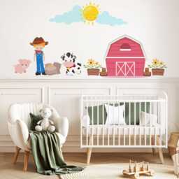 Farm Animal Wall Decals Nursery Stickers Farmyard Barn Peel & Stick Decor Baby Room - thumbnail 1