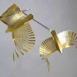 Brass Bird Hanging Mobile Kinetic Art Sculpture - thumbnail 3