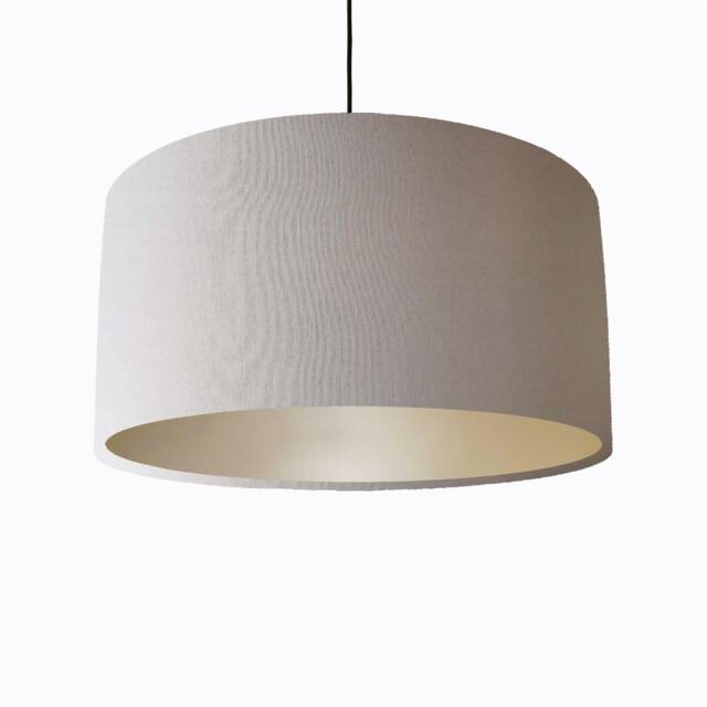 Grey Lampshade in Cotton With Champagne Lining Large Plain Ceiling Lightshade - image 1