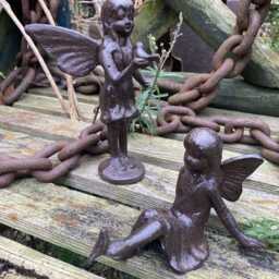 Pair Of Small Cast Iron Metal Fairy Garden Ornaments - thumbnail 3