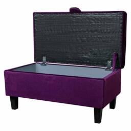 Fluted Purple Velvet Storage Ottoman - Handmade Foostool Pouffe British Bespoke Made - thumbnail 2