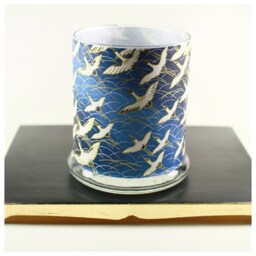 Luminary Combo Set, White Cranes On Navy, Japanese Chiyogami Paper - thumbnail 2