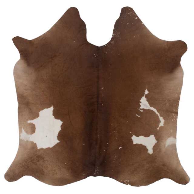 Extra Large Brown & White Cowhide Rug Hair-On Leather Area Rug - 61x64 Inches - image 1