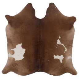 Extra Large Brown & White Cowhide Rug Hair-On Leather Area Rug - 61x64 Inches - thumbnail 1