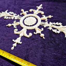 Large Ornate Applique Panel Louis Xvi Floral Gilt White French Style Decorative Wall Furniture Onlay Moulding Pediment Plastic Decoration - thumbnail 3