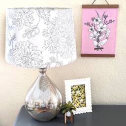 Handmade Floral Wall Tapestry Pink Linen Cotton With Magnetic Wood Hangers - thumbnail 4