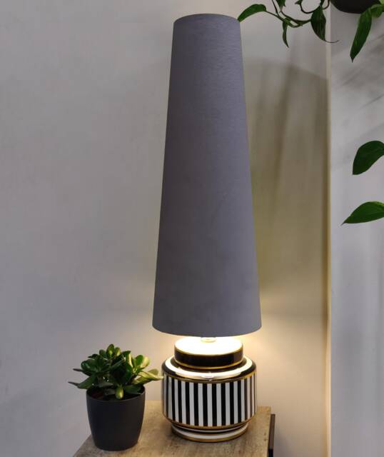 70cm Tall Dark Grey Velvet Slim Cone Lampshade - image 1