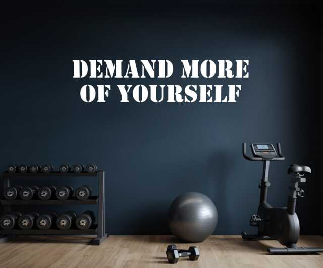 Demand More Of Yourself, Exercise Wall Decal, Motivation Quote, Gym Office High School Sports Sign - image 1