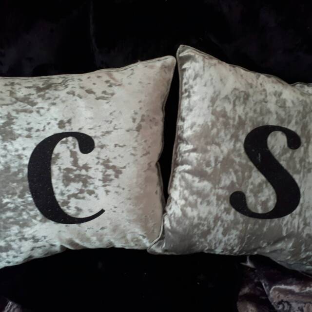 Crushed Velvet Initial Cushions, Personalised Cushion, Letter Pillow, Various Colours - image 1