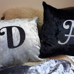 Crushed Velvet Initial Cushions, Personalised Cushion, Letter Pillow, Various Colours - thumbnail 3