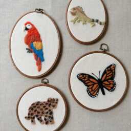 Monarch Butterfly Needle Felt Wall Art - Handmade Felted Embroidery Hoop, Nature Inspired Nursery & Home Decor - thumbnail 2