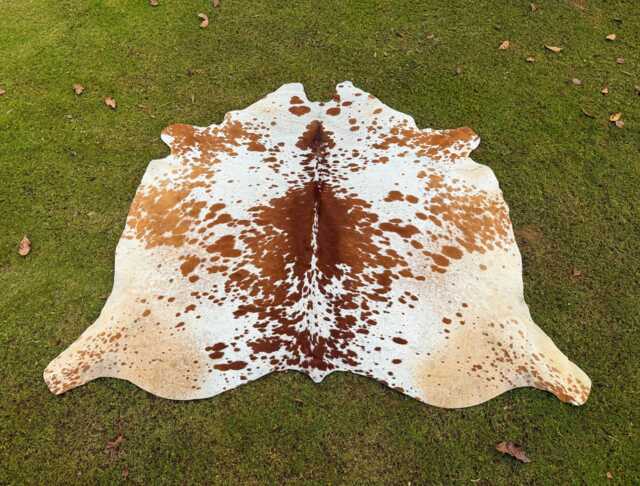 Natural Tricolor Cowhide Rug - Genuine Brazilian Hair-On Hide, Brown White Tones - image 1