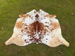 Natural Tricolor Cowhide Rug - Genuine Brazilian Hair-On Hide, Brown White Tones - thumbnail 1