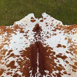 Natural Tricolor Cowhide Rug - Genuine Brazilian Hair-On Hide, Brown White Tones - thumbnail 3