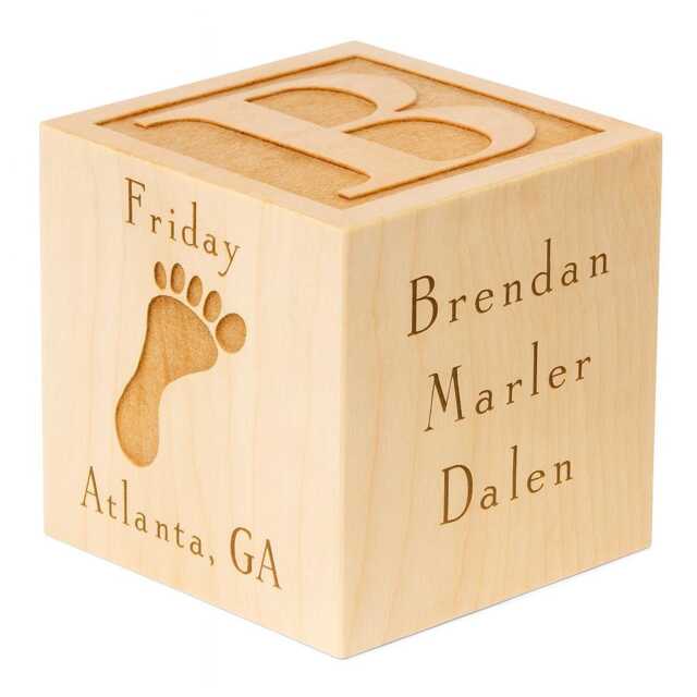 Baby Block Personalized Wooden Engraved Name & Birth Stats Keepsake - image 1