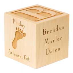 Baby Block Personalized Wooden Engraved Name & Birth Stats Keepsake
