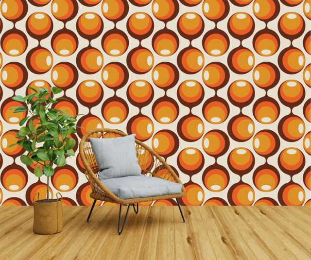 70S Vintage Decor Wallpaper Mural - Retro Peel & Stick Wall Decal - image 1
