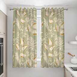 Green Botanical Curtains With Fern & Leaf Print, Nature Inspired Drape, Made To Measure Window Panels, Custom Eyelet Or Rod Pocket Curtain - thumbnail 3